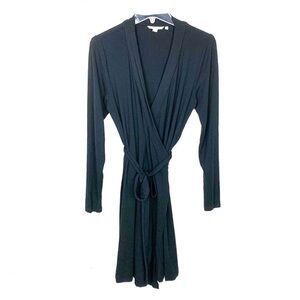 Boden Womens Long Sleeve Wrap Dress Adjustable Belt Black Rayon Jersey Size 12